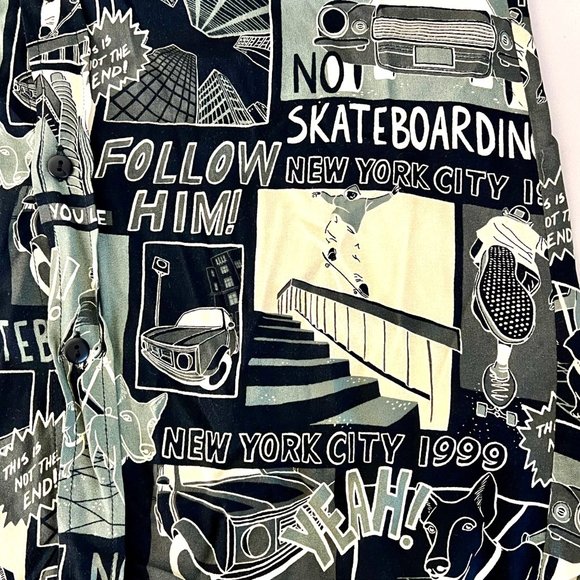 Zara Relaxed Fit Graphic Skateboarding Print Button-Up Shirt Size Small EUC! - Picture 6 of 14